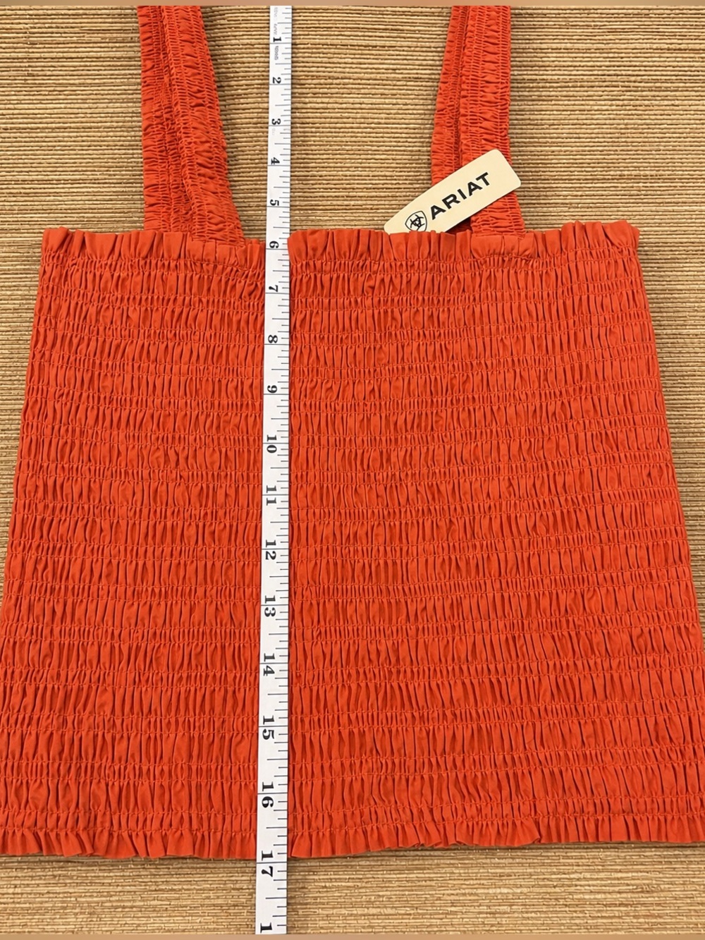 Ariat Darla Smocked Cropped Square-Neck Tank Top Langoustino Boho Western Size M - Picture 6 of 11